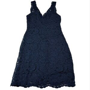 Topshop Sleeveless Fitted Mini Dress Navy Lace Overlay Lined